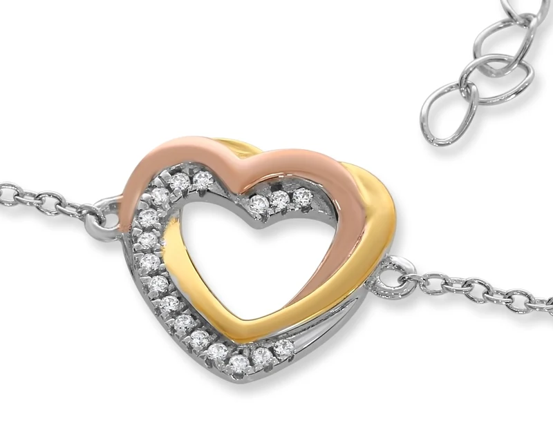 ARMBAND HERZ ANHÄNGER TRICOLOR, DAMENSCHMUCK