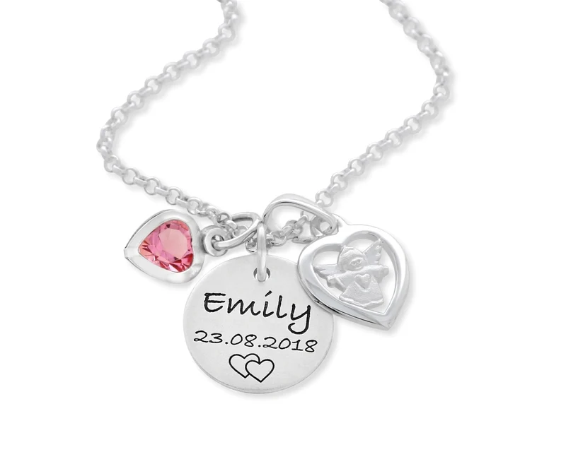 TAUFKETTE SILBER GRAVUR GESCHENK ZUR GEBURT SCHUTZGENGEL