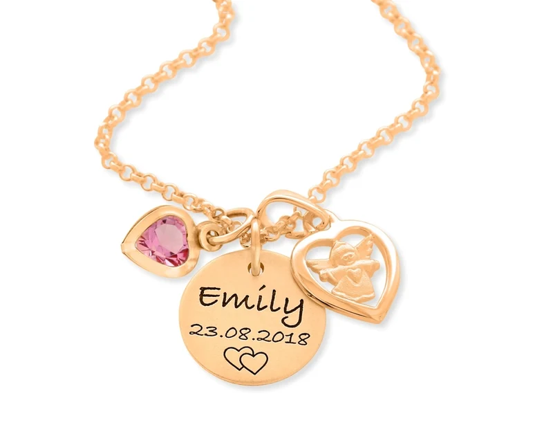 NAMENSKETTE ROSÉ VERGOLDET PERSONALISIERTE KETTE TAUFE