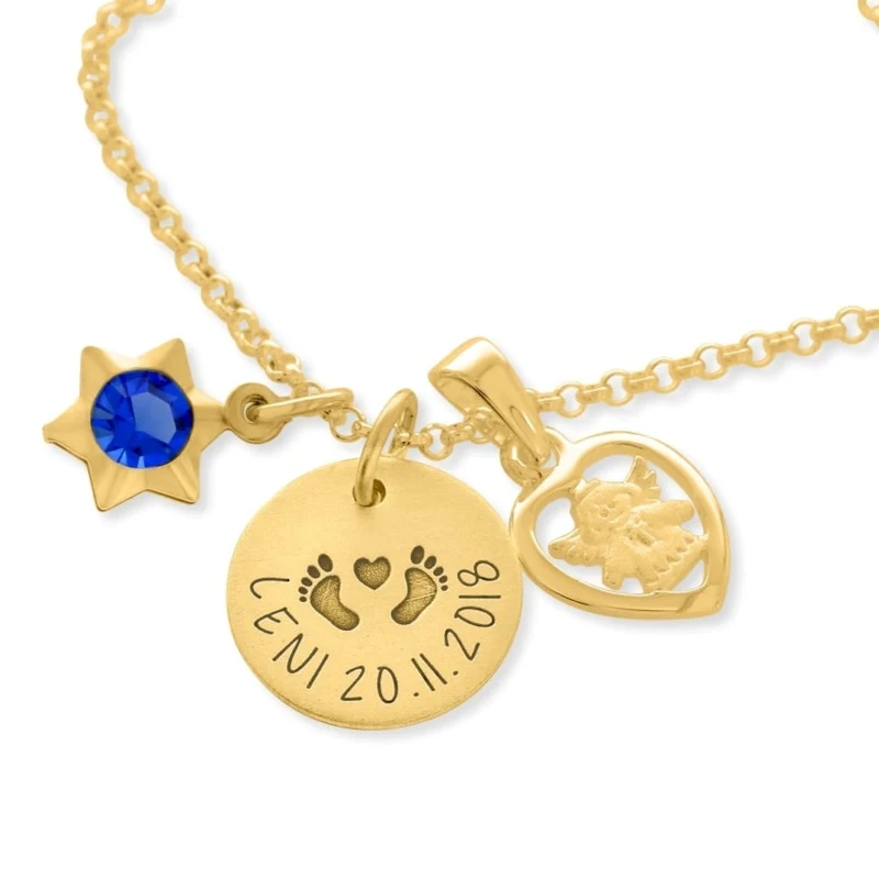 KETTE PERSONALISIERT NAME SCHUTZENGEL TAUFSCHMUCK VERGOLDET