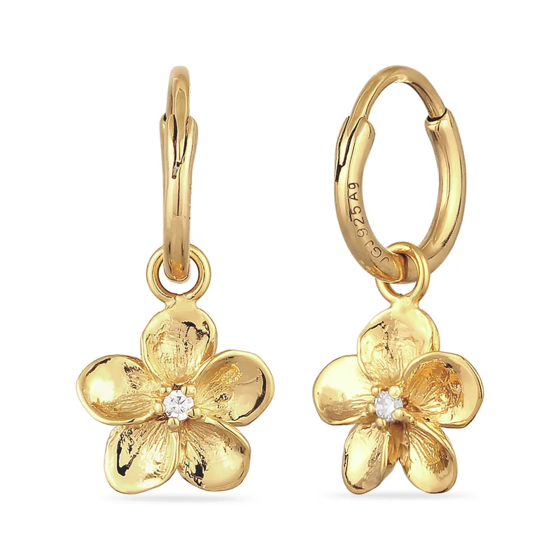 Creolen Frangipani Blume | Zirkonia (Weiß)