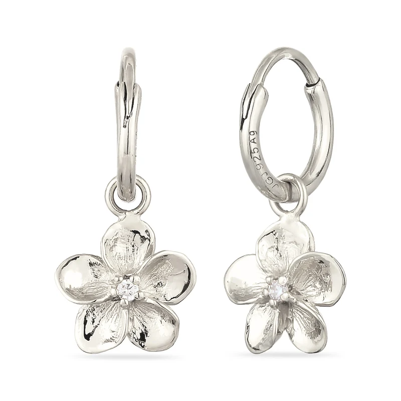 Creolen Frangipani Blume | Zirkonia (Weiß)