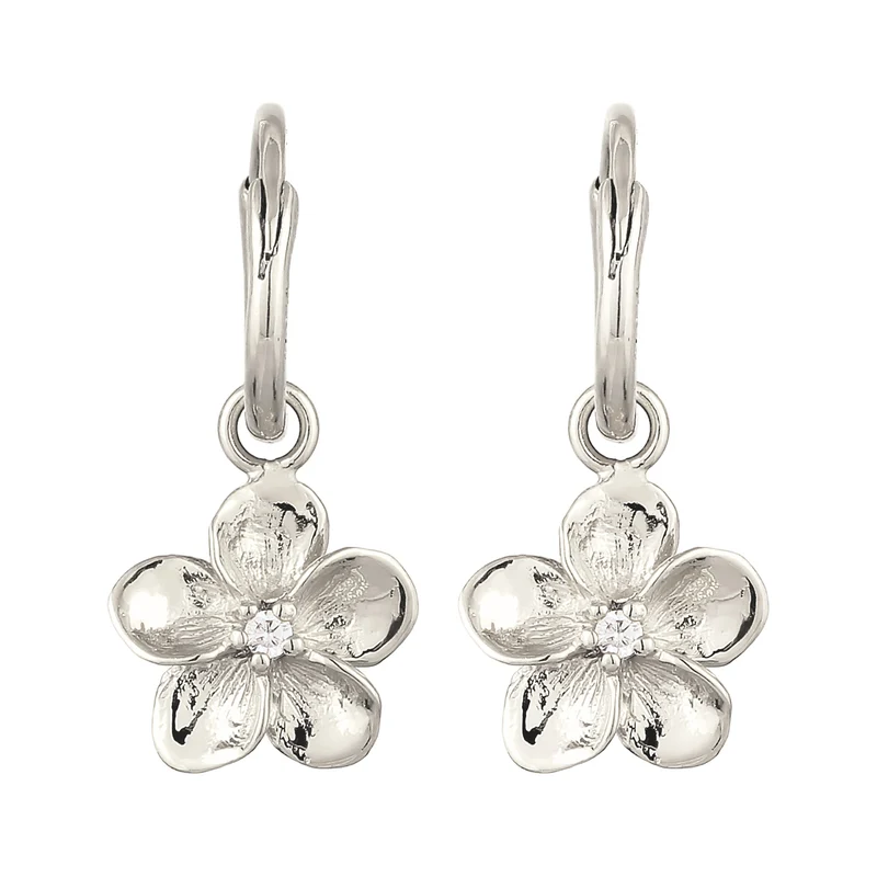 Creolen Frangipani Blume | Zirkonia (Weiß)