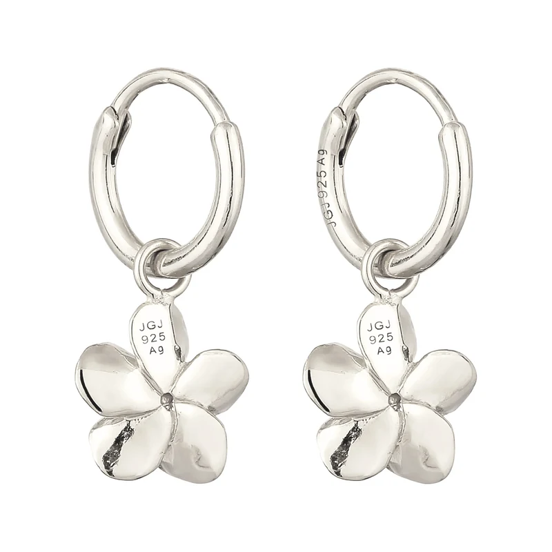 Creolen Frangipani Blume | Zirkonia (Weiß)