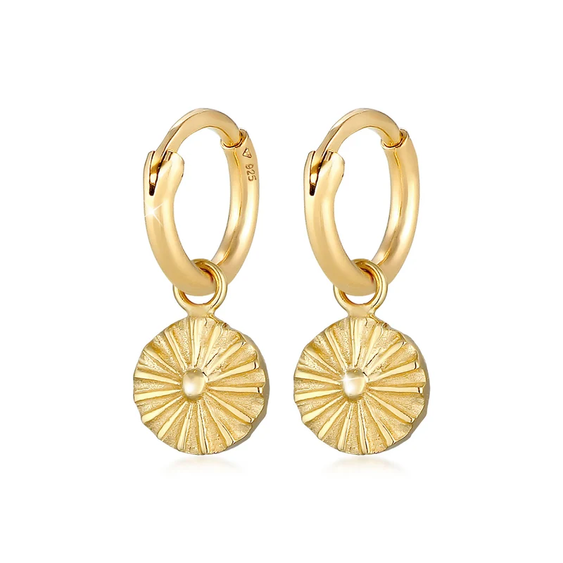 Golden Ray Sun Creolen & Halskette Schmuck Set
