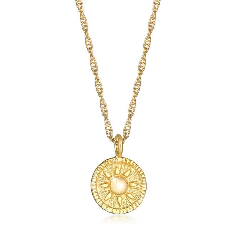 Sun Coin Halskette & Ohrstecker Schmuck Set