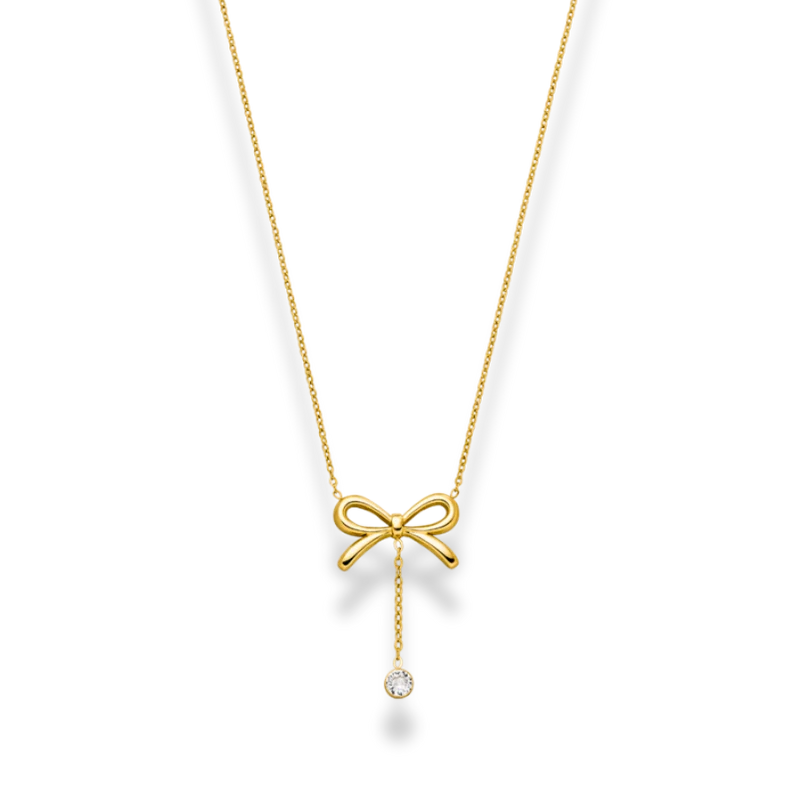 Dangle Crystal Ribbon Kette 14K Vergoldet