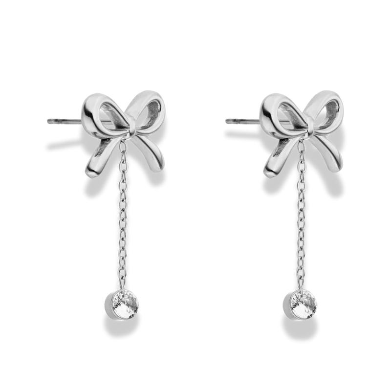 Dangle Crystal Ribbon Ohrringe 14K Vergoldet