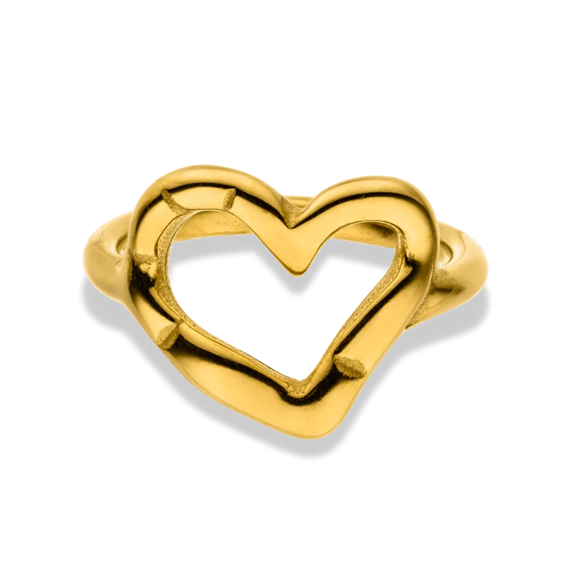 Bold Melty Heart Ring 14K Vergoldet