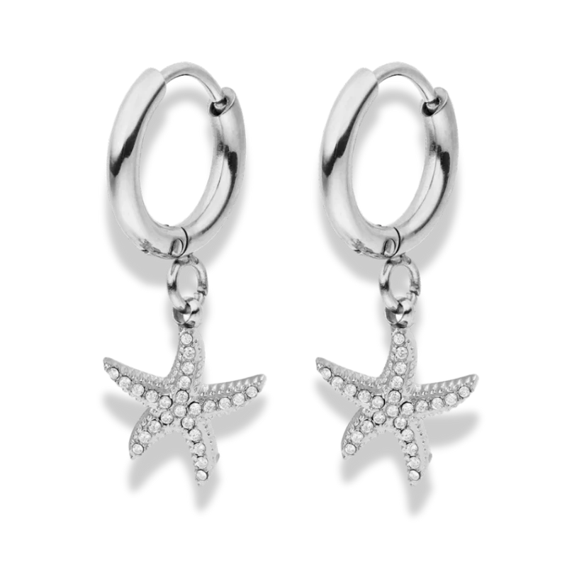 Pave Starfish Huggie Ohrringe 14K Vergoldet
