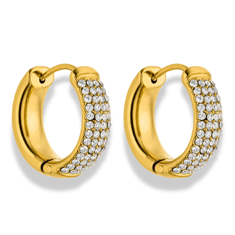 Glorious Pave Huggie Ohrringe 14K Vergoldet