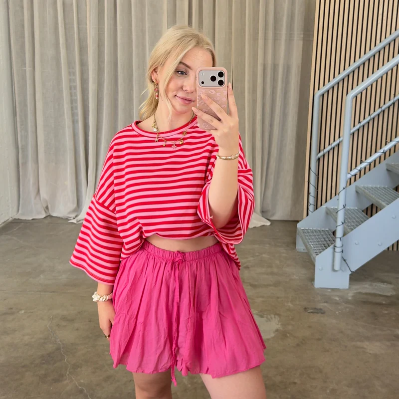 Oversize T-Shirt Solei - Rosa x Rot