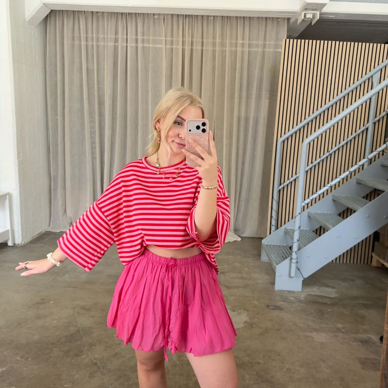 Oversize T-Shirt Solei - Rosa x Rot