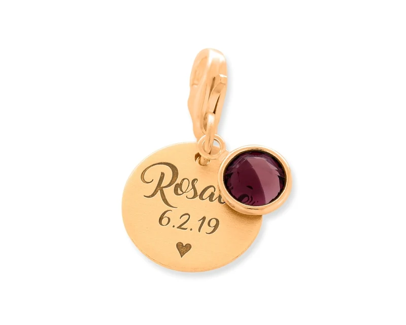 NAMENSANHÄNGER ROSÉ VERGOLDET CHARM GEBURSSTEIN