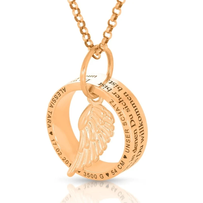KETTE GRAVUR GESCHENK GEBURT MUTTER HALSKETTE TEXT FAMILIENKETTE