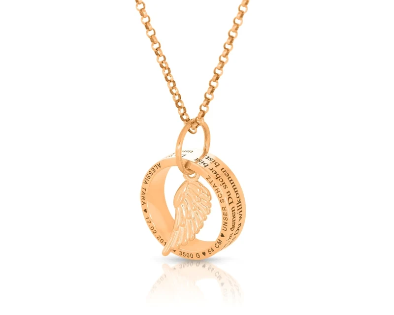 KETTE GRAVUR GESCHENK GEBURT MUTTER HALSKETTE TEXT FAMILIENKETTE