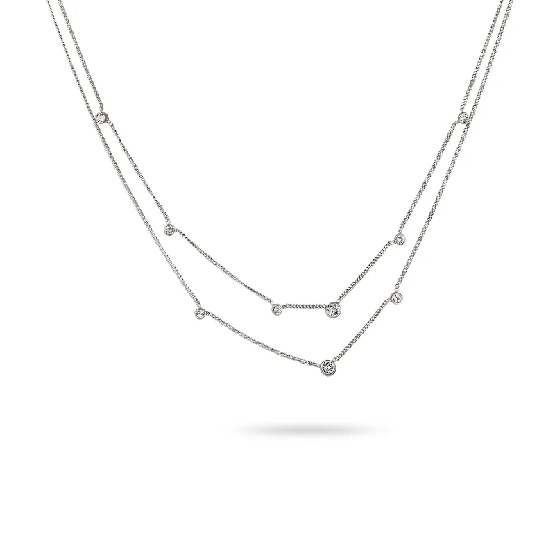 Layer-Halskette | Mit Kristallen von Swarovski® (Weiß)