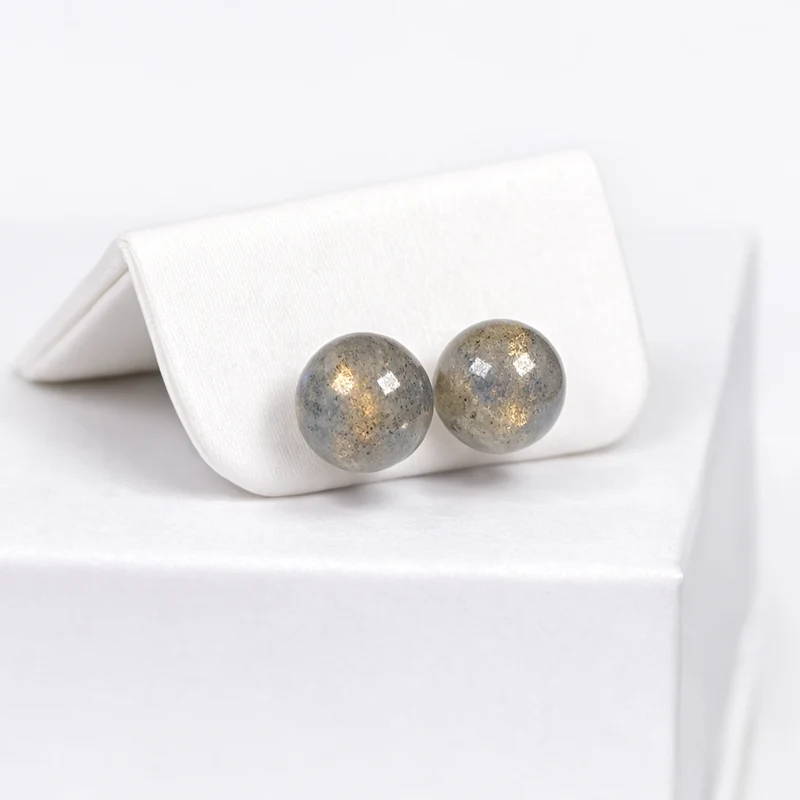 Labradorit-Perlenohrringe aus 925er Sterlingsilber