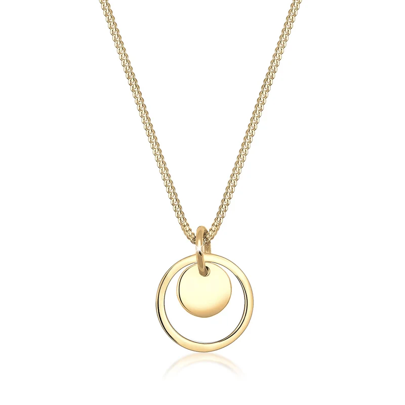 Flat Circle & Disc Halskette & Ohrringe Schmuck Set