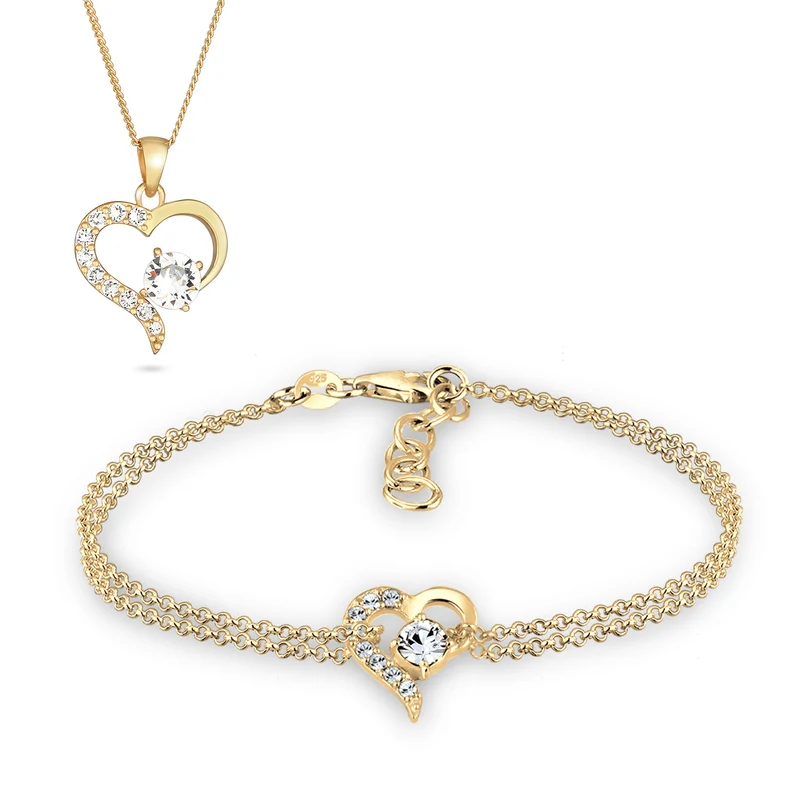 Open Heart Halskette & Armband Schmuck Set