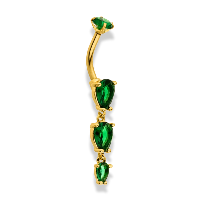 Emerald Teardrop Belly Piercing 18K Vergoldet