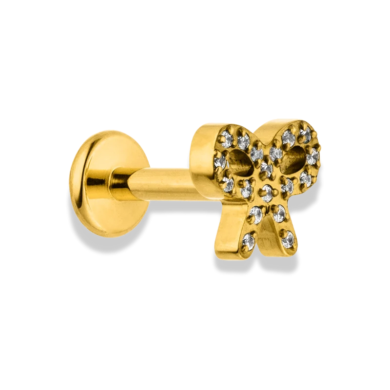 Pave Ribbon Labret Piercing - Titan