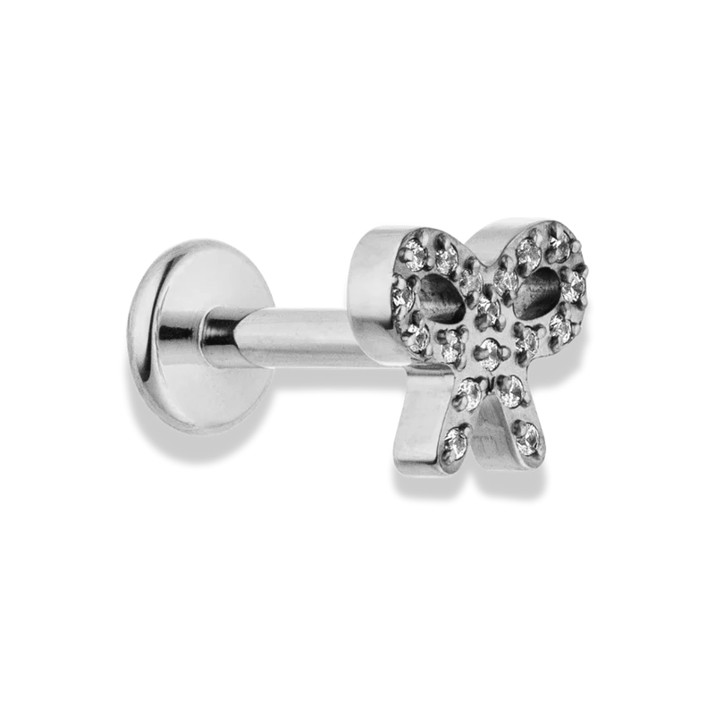 Pave Ribbon Labret Piercing - Titan