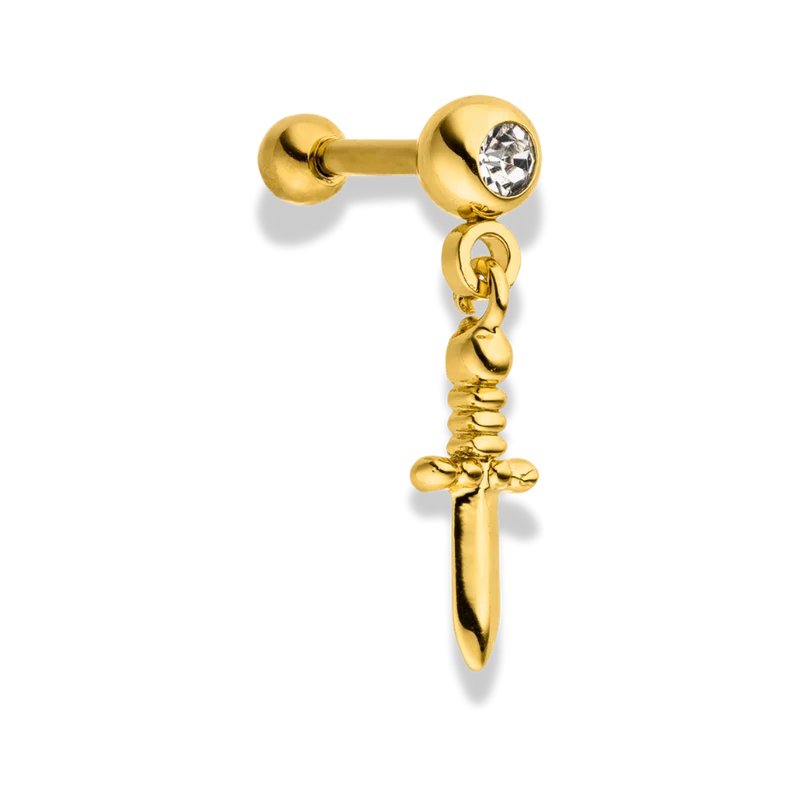 Dangling Sword Ohr Piercing 18K Vergoldet