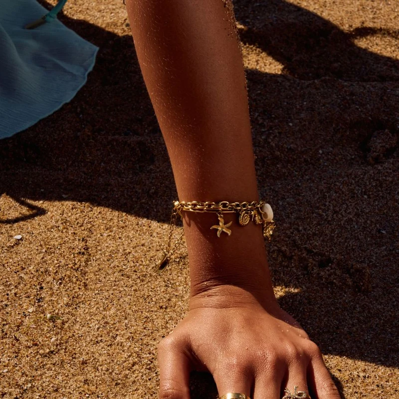 Beach Shell Armband 14K Vergoldet