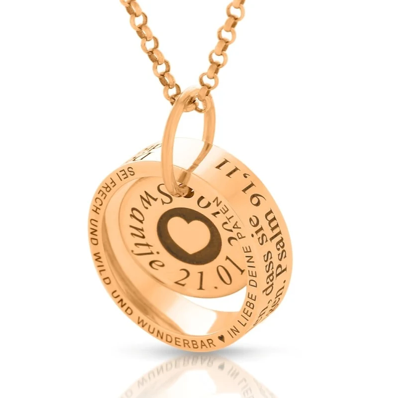 TAUFKETTE MÄDCHEN RING GRAVUR SPRUCH KETTE ROSÉGOLD NAMEN SCHMUCK TAUFE HALSKETTE