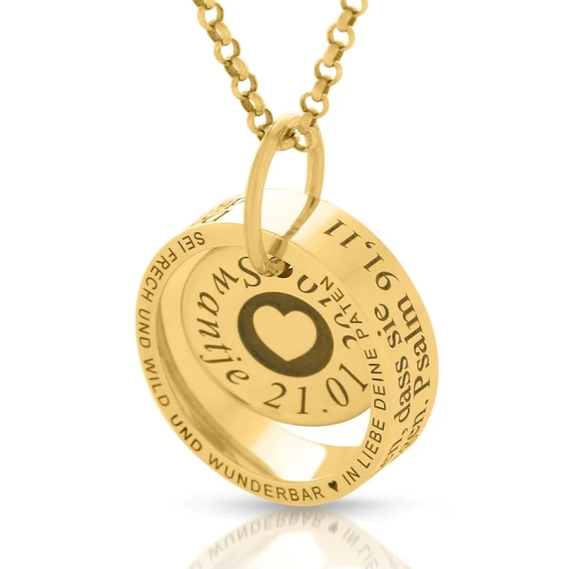KETTE RING GRAVUR NAME GOLD MÄDCHEN NAMENSKETTE TAUFE GESCHENK