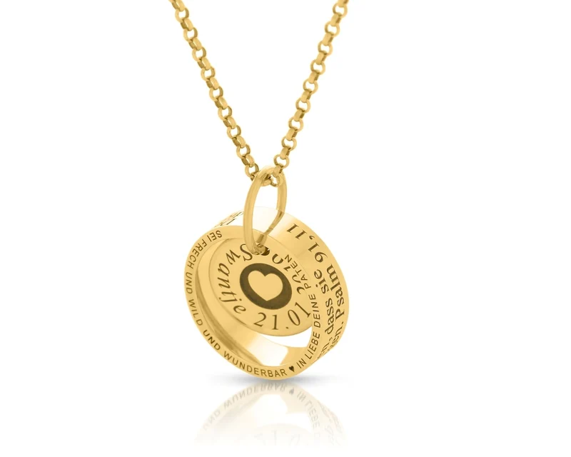 KETTE RING GRAVUR NAME GOLD MÄDCHEN NAMENSKETTE TAUFE GESCHENK
