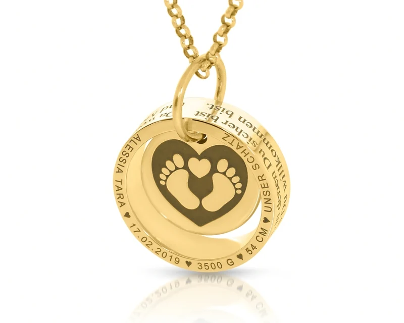 KETTE GESCHENK MAMA NAMENSKETTE GOLD HALSKETTE GRAVUR GEBURT