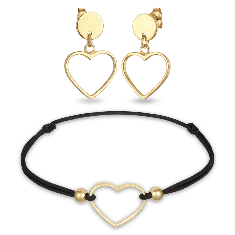 Outline Herz Band Armband & Ohrringe Schmuck Set