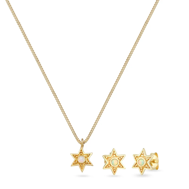 Radiant Star Opal Choker & Ohrstecker Schmuck Set
