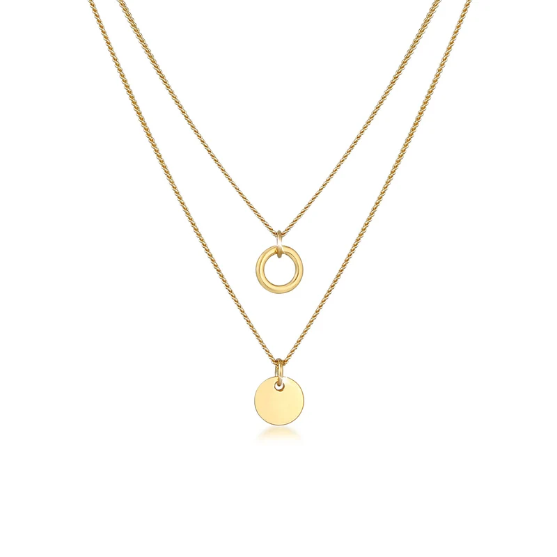 Disc & Circle Halskette & Ohrringe Schmuck Set