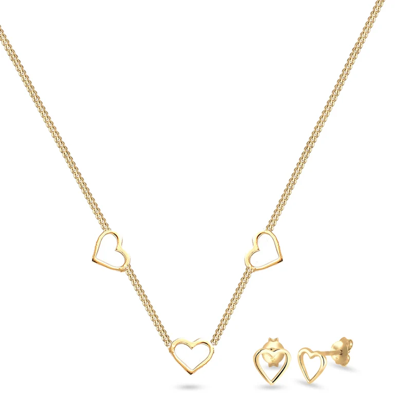 Contour Herz Ohrstecker & Choker Schmuck Set