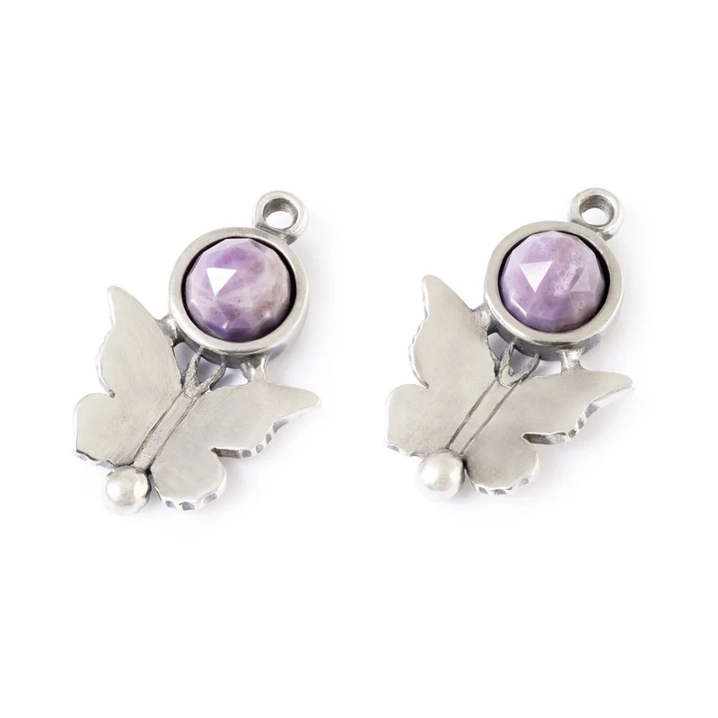 Schmetterlingskuss Ohrhaken Einhänger mit Purple Jade