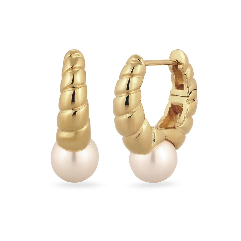Creolen Twisted | mit Perlen von Swarovski® (Weiß)