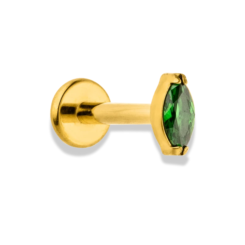 Emerald Victoria Labret Piercing 18K Vergoldet