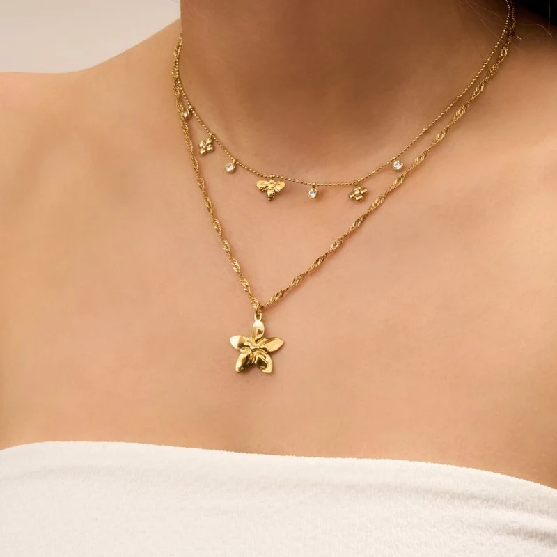 Frangipani Kette 14K Vergoldet