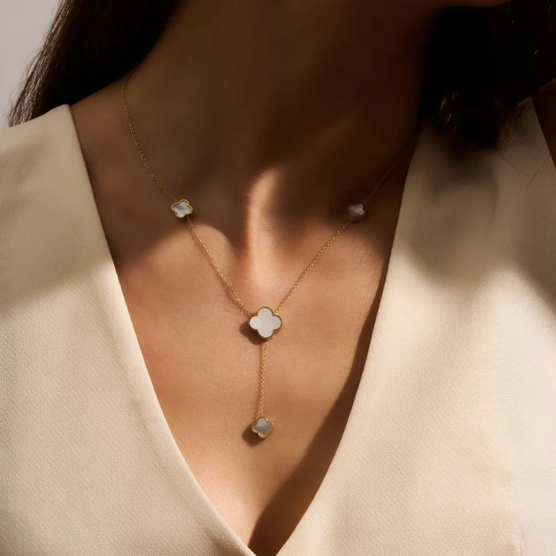 Perlmutt Lucky Leaf 2.0 Kette 14K Vergoldet