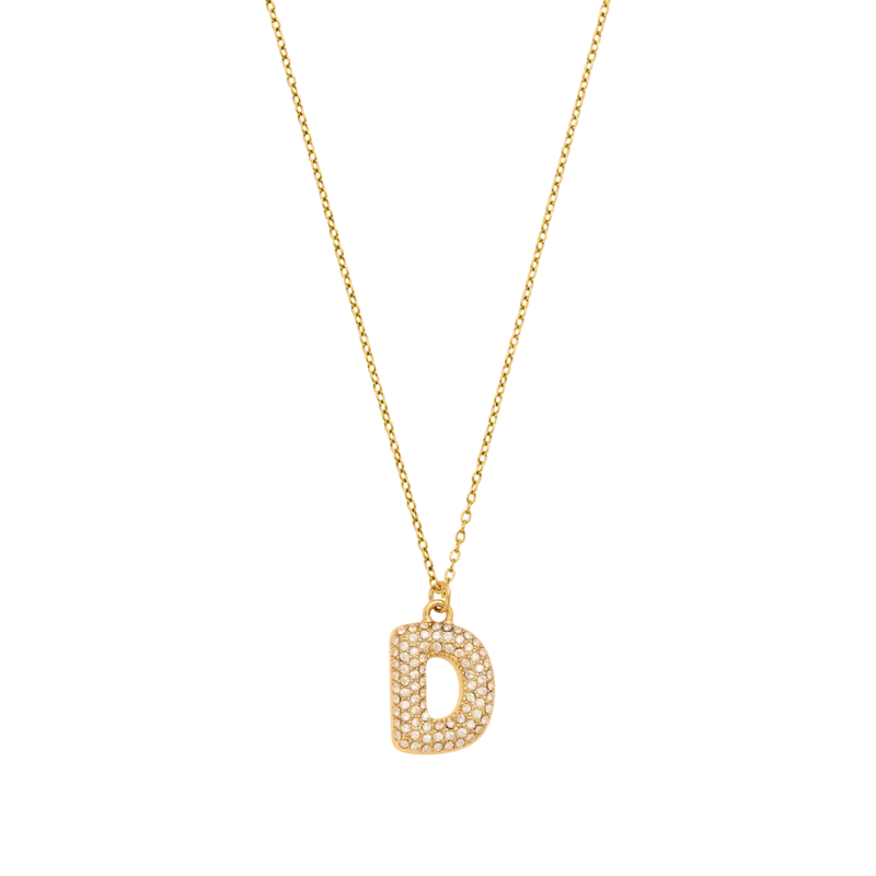 Pave Bubble Initial Kette 14K Vergoldet