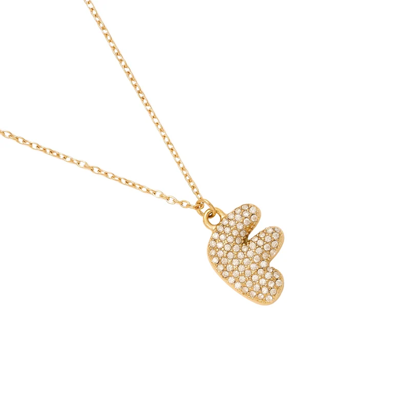 Pave Bubble Initial Kette 14K Vergoldet