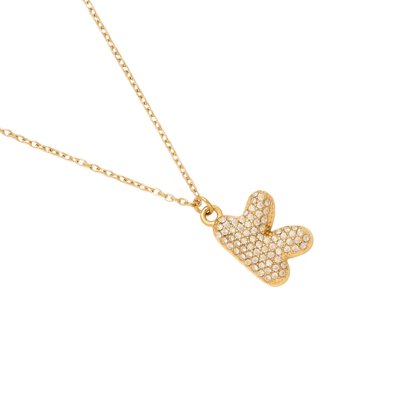 Pave Bubble Initial Kette 14K Vergoldet