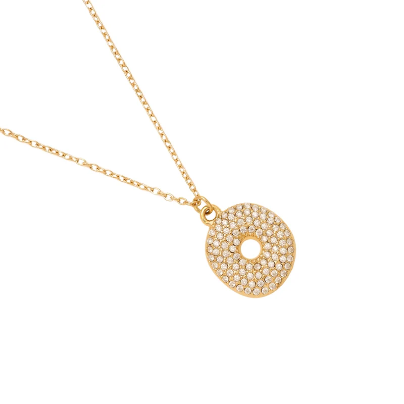 Pave Bubble Initial Kette 14K Vergoldet