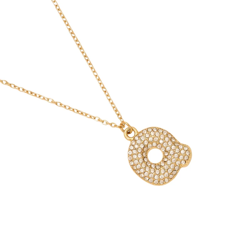 Pave Bubble Initial Kette 14K Vergoldet