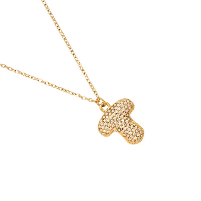 Pave Bubble Initial Kette 14K Vergoldet
