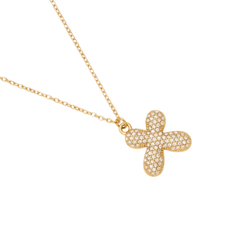 Pave Bubble Initial Kette 14K Vergoldet