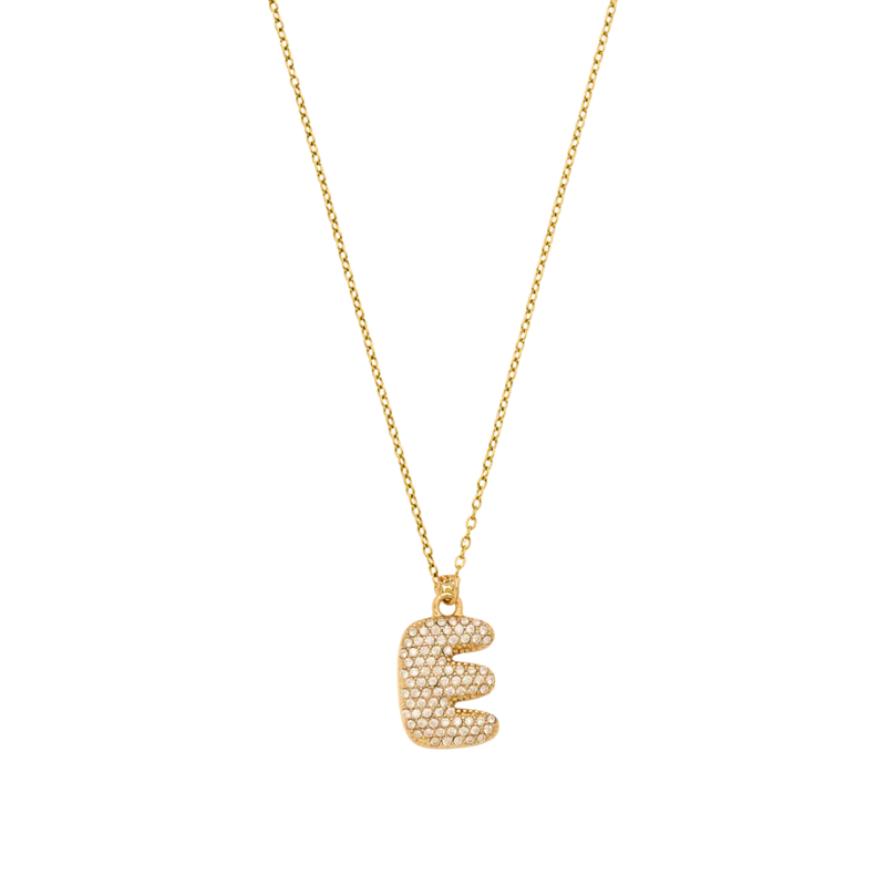 Pave Bubble Initial Kette 14K Vergoldet